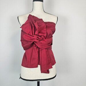 Red Bow-Front Bandeau Top